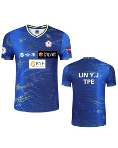China custom Lin Yun-Ju  Men's Table Tennis Shirt  t.t blue
