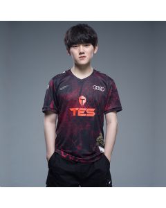 2020 S10 LOL LPL TES Team Custom T-Shirt Jersey - Black Red